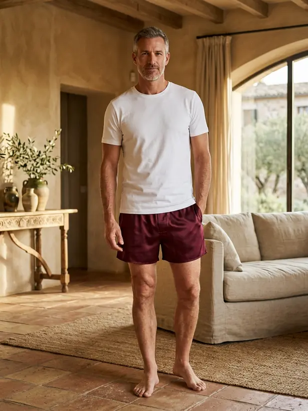 Samba-canção Seda Vinho, pijama masculino de seda Elcejama