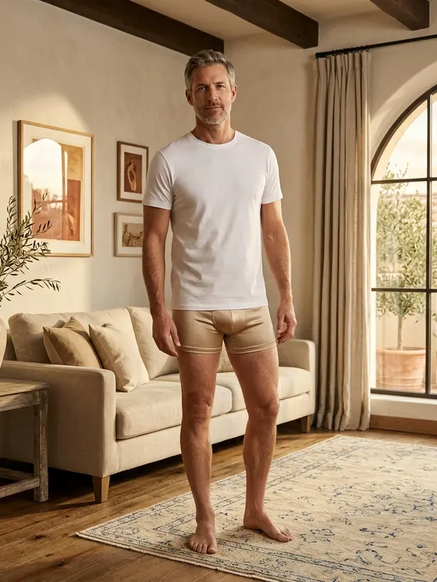 Cueca Box Seda Champanhe, pijama masculino de seda Elcejama