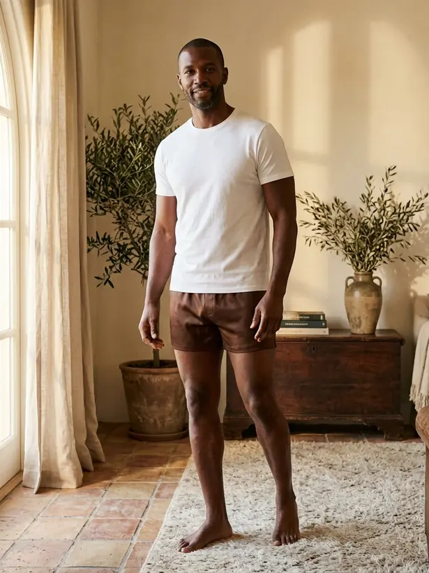 Cueca Box Seda Marrom, pijama masculino de seda Elcejama