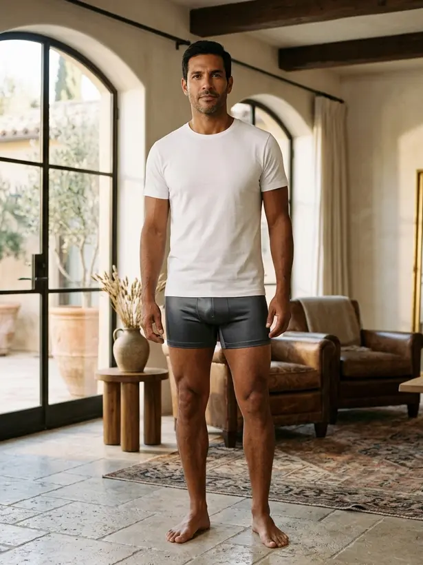 Cueca Box Seda Grafite, pijama masculino de seda Elcejama